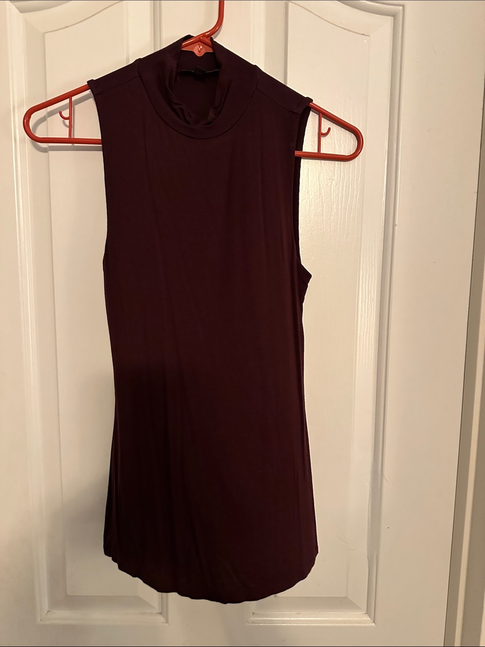 Express Sleeveless Mock Neck Tank Top in Burgundy